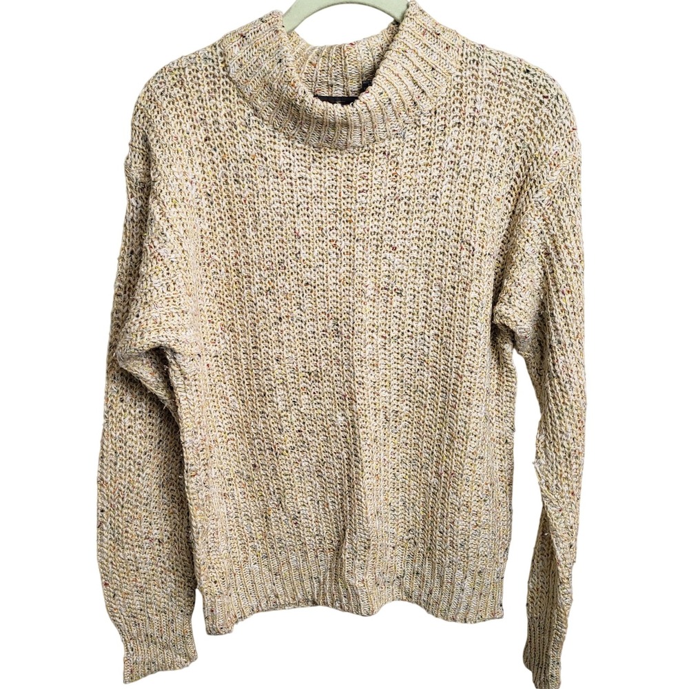YarnWorks Women's Large Speckled Sweater Long Sleeve Knit Beige‎ Multi Color